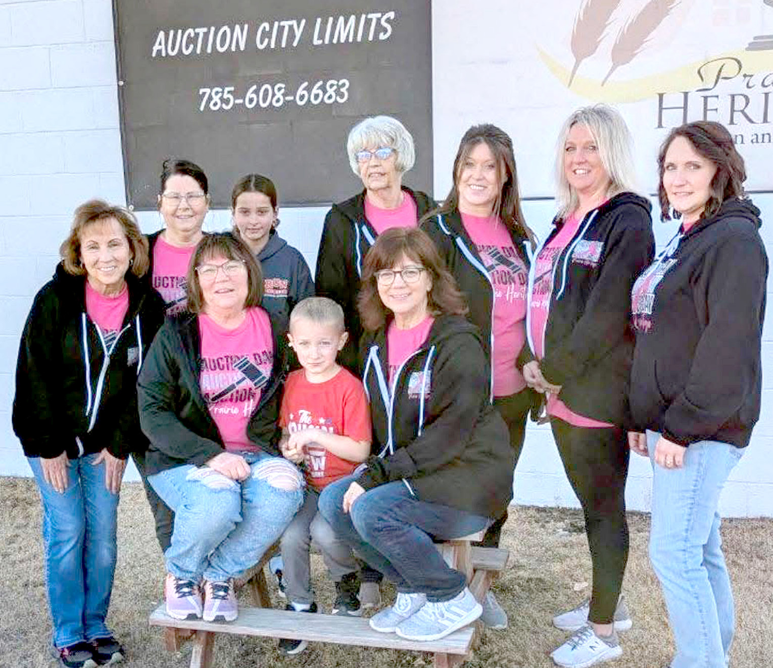 THE 2026 AUCTION CREW for Prairie Heritage Auction &amp; Real Estate of Plainville—an all-female team—includes, front row (left to right): Lora Weigel, Susan Stahl, Lincoln Stahl, and Sheila Hachmeister. Back row (from left): Tammy Werner, Rory Harding, Paula Glick, Gwendolyn Hitchcock, Steph Nuss, and Jamie Martin. Not pictured: Kelly Lowry.