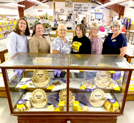 NIKKI BERKLEY, Amy Arbogast, Linda Stamper, Pat Keas, Cindy Eichman, and Stacey Keas are the superintendents for the Open Class baked goods at the Rooks County Free Fair.