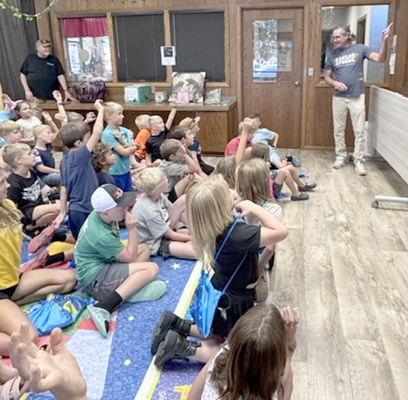 WARREN MARTIN with Kansas Strong and Randy Prater with Polymer Services giving a Program on Monday during UnEarth A Story of Kansas oilfields.