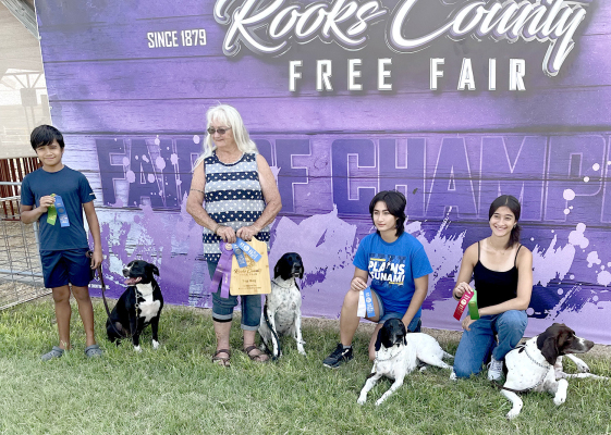 JEFFERSON, JAYANA AND JALIA CREIGHTON showed dogs at the 2025 Rooks County Free Fair. Jefferson and Elly received a Blue ribbon in Showmanship, and a Green ribbon in Obedience. Jayana and Rocky received a Blue ribbon in Obedience, and a White ribbon in Showmanship, while Jalia and Sam got a Red ribbon in Showmanship, and a Green ribbon in Obedience. Everyone is looking forward to next year!