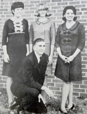 THE 1966 PLAINVILLE HIGH SCHOOL STUCO OFFICERS were Gayle Gardner, Mike Reed, Toni Wood and Melissa Young. The Student Council serves as an interim organization in matters which are of primary concerns to all in the school, and as a means for students to voice their feelings through their elected student government representatives.They also planned assemblies such as Homecoming, Thanksgiving, Christmas and Easter.