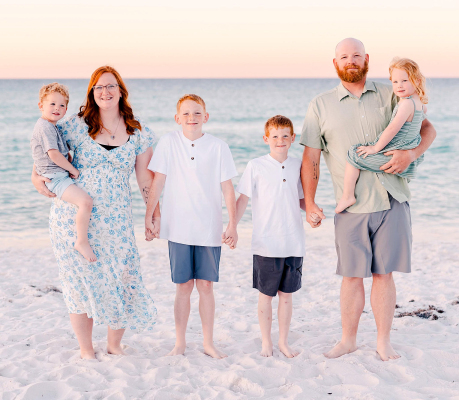 TAYLOR GHUMM, Stockton’s new Recreation Center Director, is pictured with her family, who are very excited for her as she steps into her new position. Pictured are Walker, Taylor, Waylon, Wyatt, David and Mayzi.