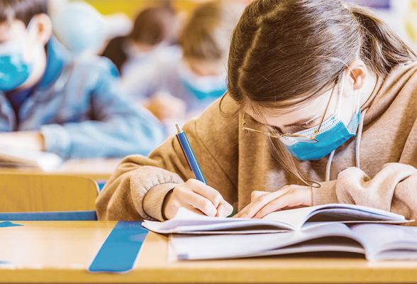 students with masks
