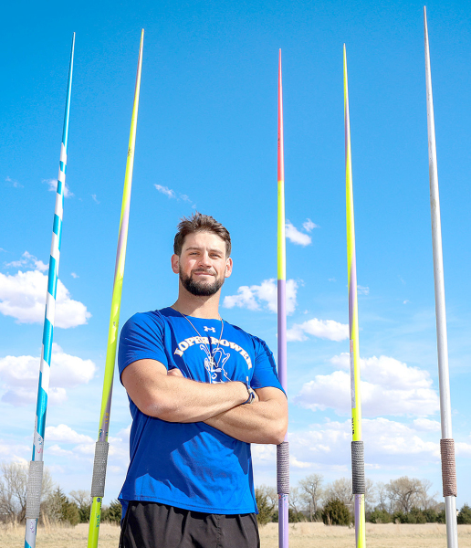 UNKSENIORRYLANBASART currently ranks No.3 in Division II in the javelin throw. (Photo by Erika Pritchard, UNK Communications)