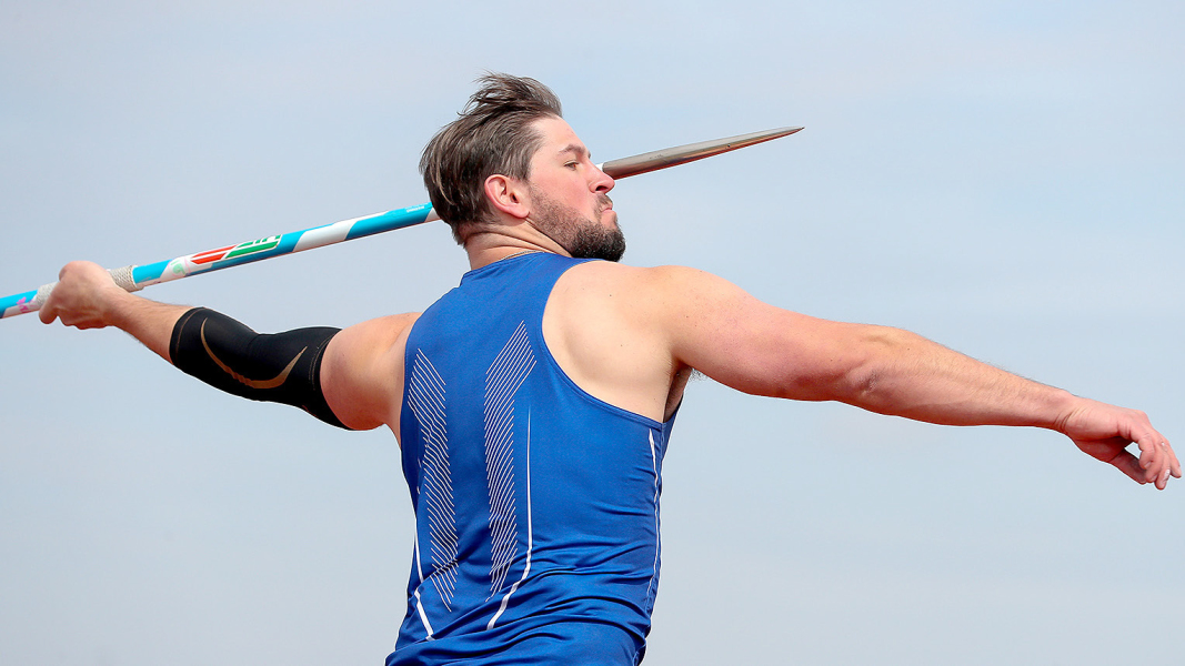 UNK SENIOR RYLAN BASART is a two-time All-American and school record holder in the javelin throw. (Photo by Erika Pritchard, UNK Communications)
