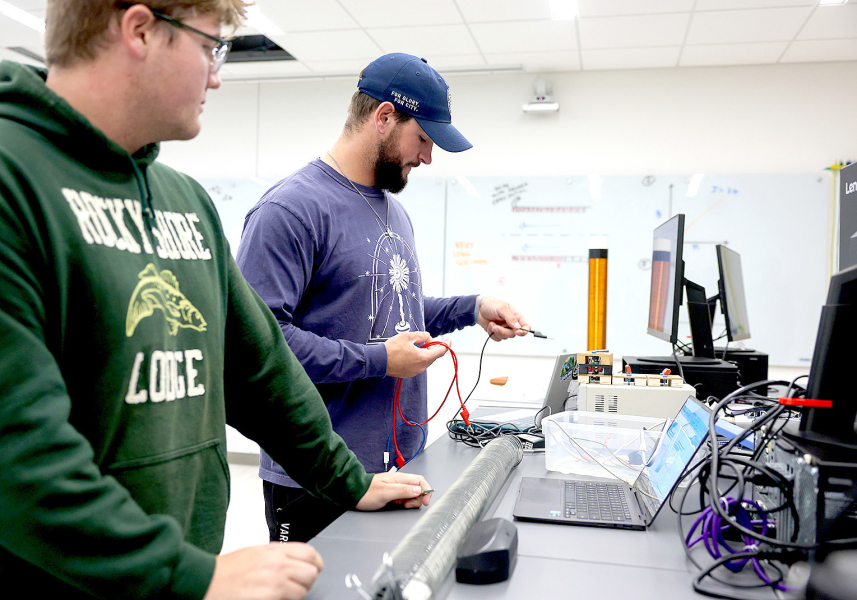 INTHE CLASSROOM, Rylan Basart is a pre-engineering student with multiple academic honors. (Photo by Erika Pritchard, UNK Communications)