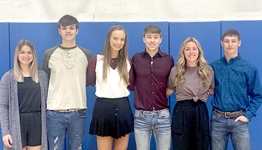 THIS YEAR’S STOCKTON PROM QUEEN AND KING CANDIDATES are (from left to right): Janae Keller, Anthony Ciarallo, Olivia Dix, Austin Mitchell, Kyra Gottfried, and Camden Iwanski. The crowning will take place at 7:00 p.m. outside the Parish Center for the public to enjoy.