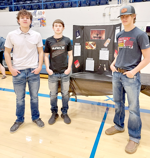 AUSTIN STOHS, Braydon Desaire and Kyler Martin (Palco) teamed up as “The Meat Brothers,” which was their business concept for the Rooks County YEC. They received a “Ready To Go Award” Honorable Mention.