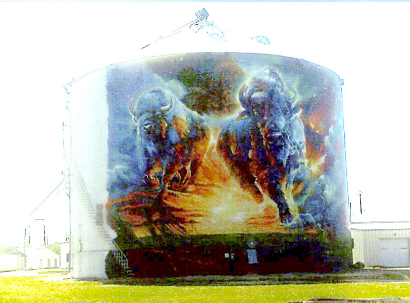 HERE IS THE NEW MURAL on the CVA grain bin titled, “Prairie Thunder.”