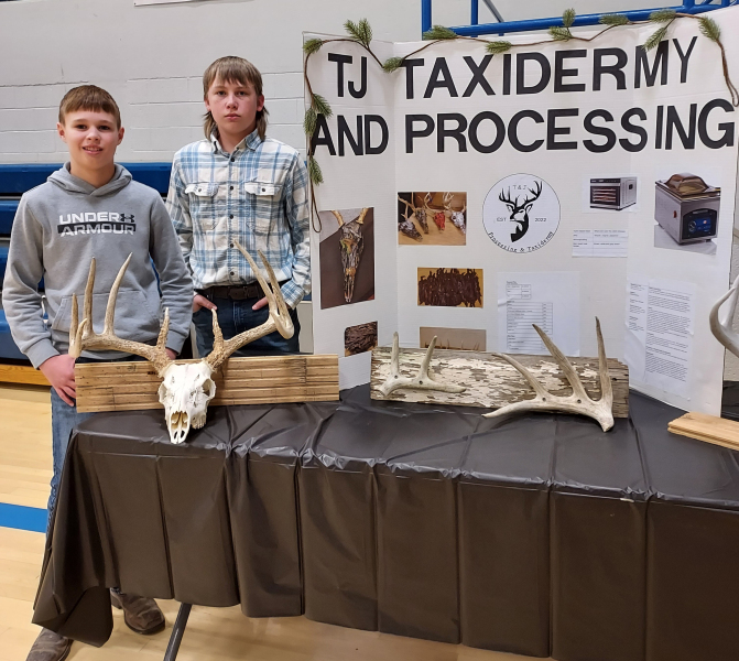JACE KESLER and Tanner Inglsbee (Stockton) received an Honorable Mention for the Ready To Go Award for their business concept, “TJ Processing &amp; Taxidermy.”