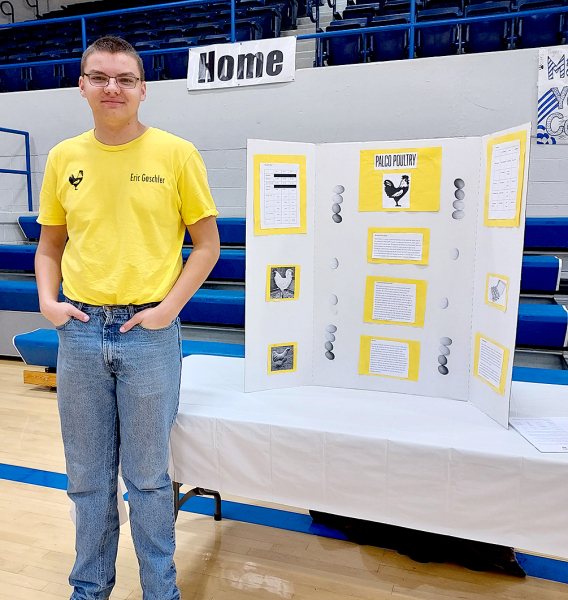 ERIC GASCHLER'S (Palco) business concept at the Rooks County YEC was “Palco Poultry.” The students had to come up with a business plan, give a presentation to a panel of judges, and have a tabletop display.