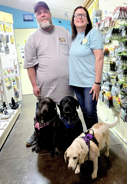 MEET THE MANNIS FAMILY, (Keith and Shaylyn) ready to tackle summer adventures at Webster Bait &amp;amp; Tackle! With Turbo, Bela, and Burdee by their side, the fun is just beginning!