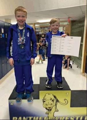 ZEKE BALTHAZOR (left) placed 2nd at 10 &amp;amp; Under 67 lbs.at the Phillipsburg Stacy Runnion Open on January 4th. Blake Balthazor (right) was crowned the Champion at 6 &amp;amp; Under 43 lbs.