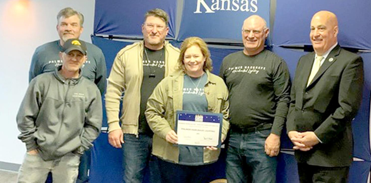 PICTURED are J. J. Johnson, Justin Klein, Chris and Kelli Hansen, Don Wessel and Paul Hughes at the Business Appreciation Month Award Luncheon held in the Rose Garden Banquet Hall in Hays.