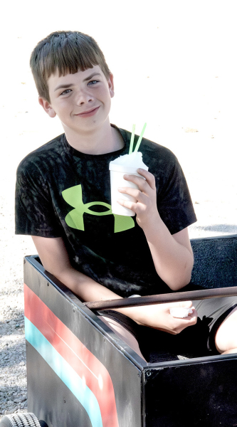 Hudson Kriley on the Nex-Tech train at the Pumpkin Patch