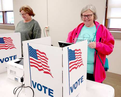 REESA BROWN and Idona Duncan were some of the morning voters at Stockton City Hall on Election Day, November 8th.