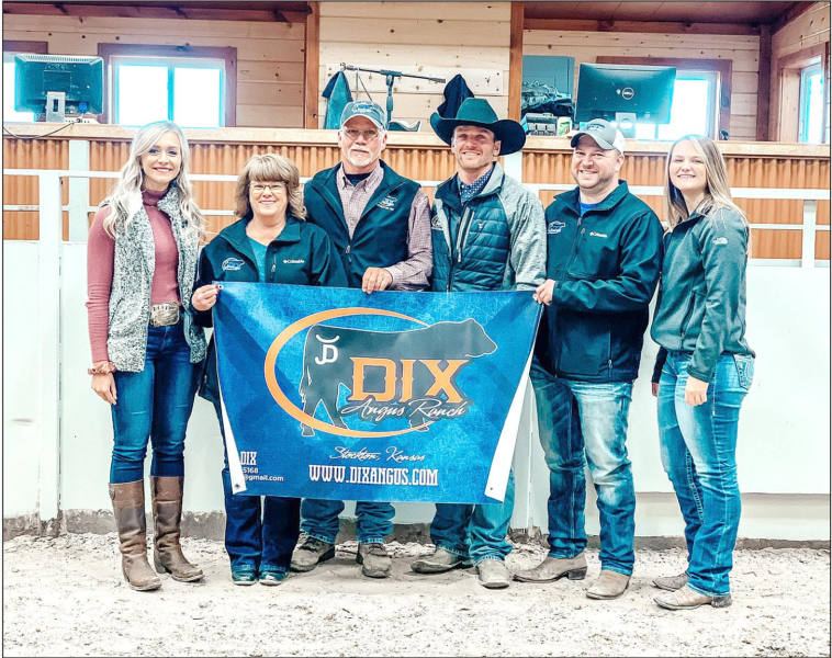 A GOOD NUMBER OF FAMILY MEMBERS were on hand recently at the Heartland Regional Stockyards in Plainville for Cody’s 2nd Annual Bull Sale held on March 9. Pictured from left are: sister, Haley Dix, Marianne and Jeff Dix (his father), Cody, brother Brooke Dix, and sister, Chloe Scott. Cody was extremely happy with the local support his received the day of the sale. A meal was catered by Calvin Dix and his mother, Kathy Dix. Servers included Cody’s grandmother, Nita Johnston, Aunt Stacey Eddleman, and his moth
