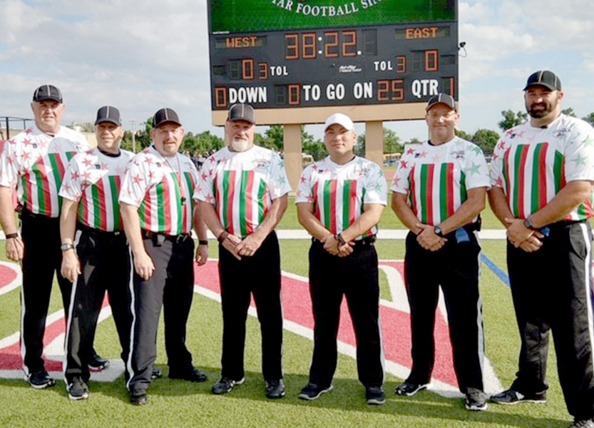 IN THE PAST 20 YEARS, Doug Wiltfong, far left, has been honored on more than one occasion to officiate a Kansas Shrine Bowl.