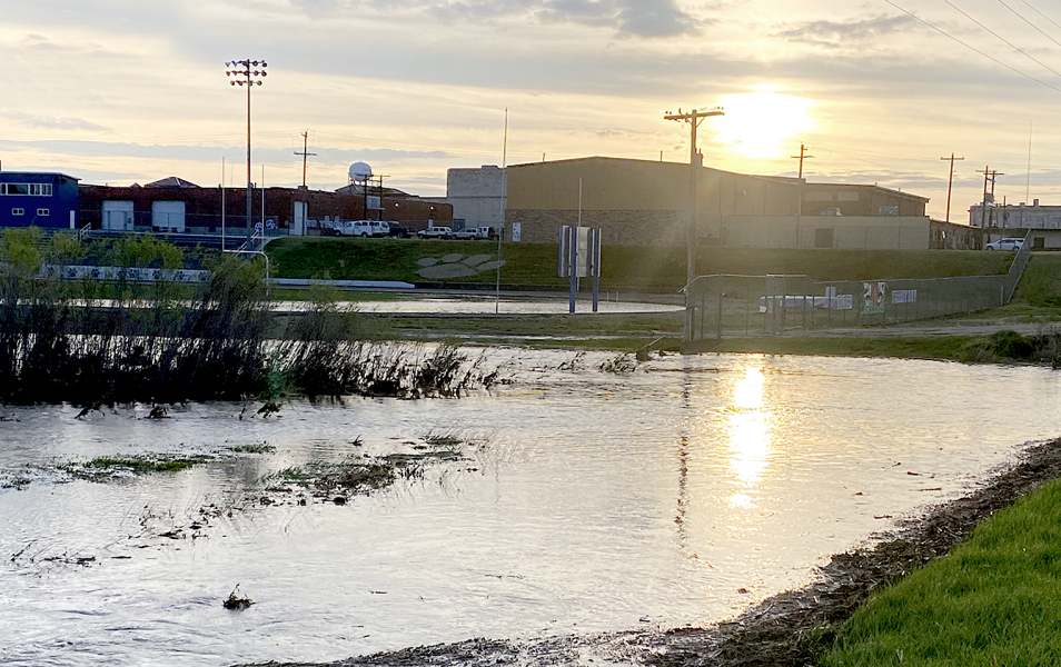 Ditch to the southwest of the football field