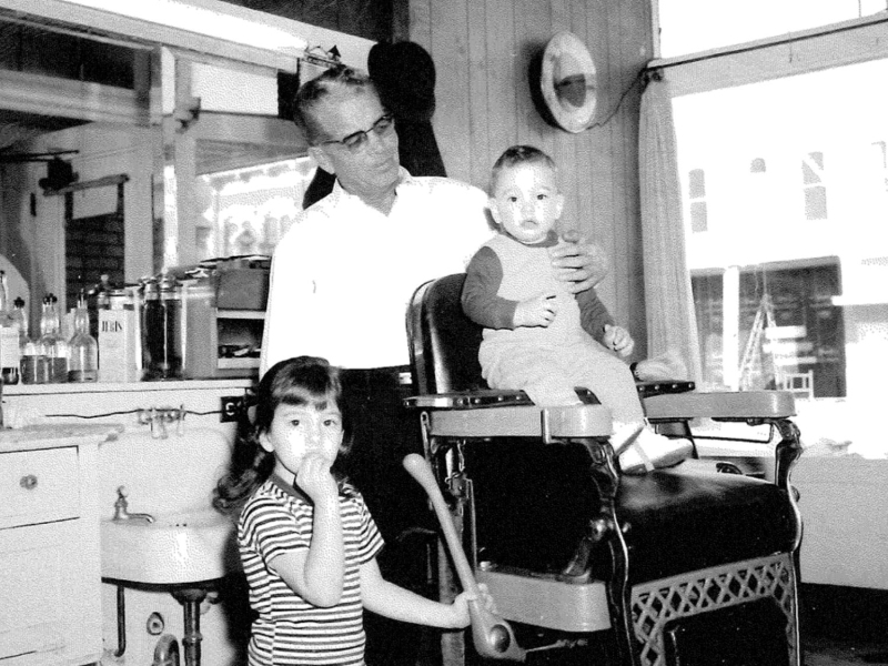 ANOTHER FIRST HAIRCUT WAS CAPTURED on February 17, 1966. This time it is Bart in the barber chair with, of course, sister Susan again sneaking into the picture.