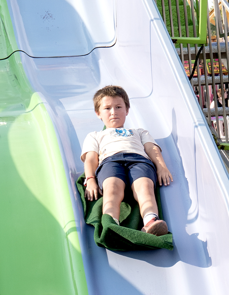 Kase Brown on the slide at the Fair.