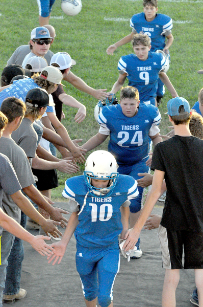 SJH Tigers being congratulated by the SHS Football players