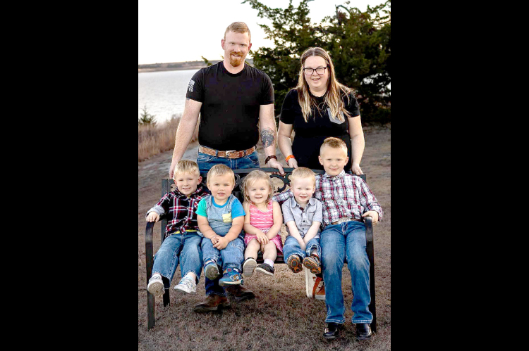 SIERRA REED assumed the role of Stockton Public Library Director on Wednesday, September 30th. She welcomes everyone to come "check out" the Library and all the books and programs it provides. Pictured (sitting, from left): River, Avonta, Lilli, Teddy, Charles; (standing): Madison and Sierra.