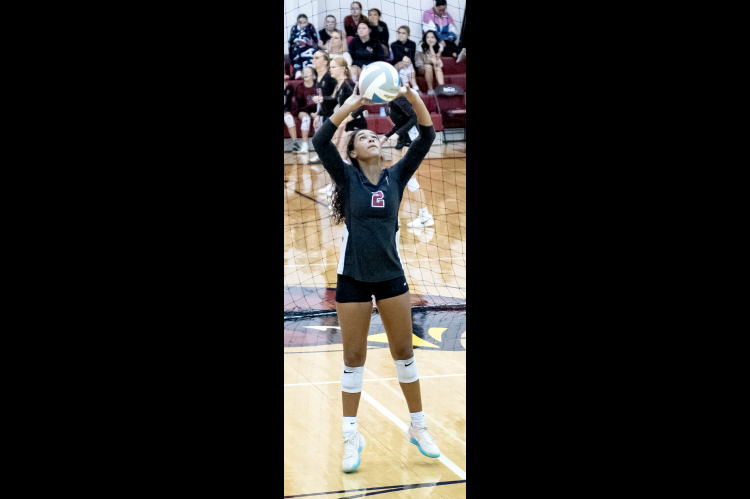 Plainville's Aalayah Becker setting vs. Phillipsburg