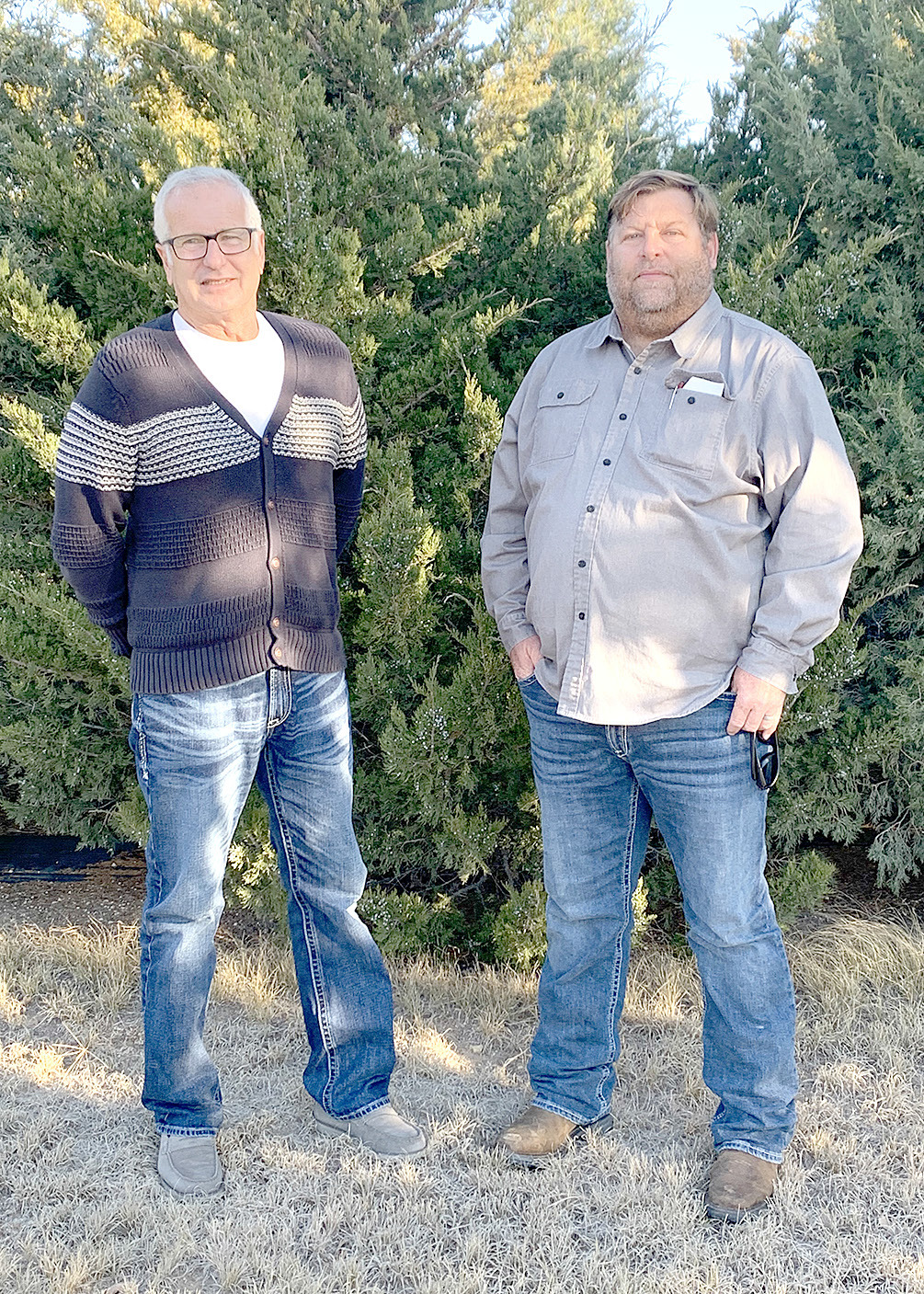 THE 2023 ROOKS COUNTY WINDBREAK AWARD WINNERS are Alan Dix, left, and Travis Jones, right, both of Stockton.
