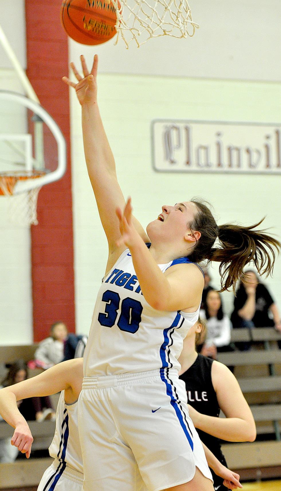 KAELYN MEANS scored 26 points in the Lady Tigers’ win over Plainville in the 11th-place MCL Tournament game.
