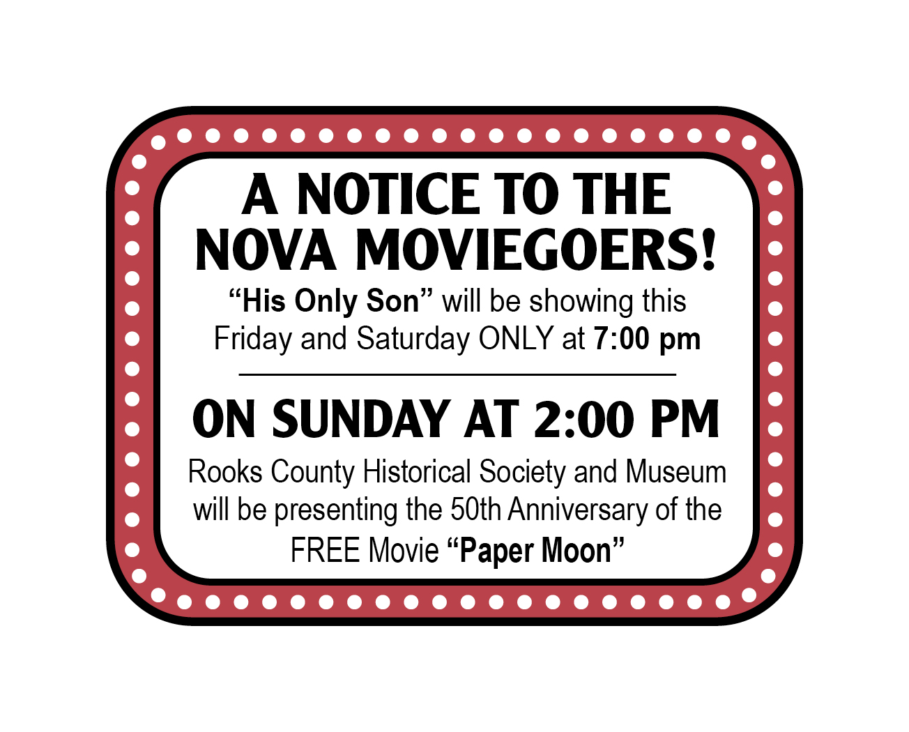 nova notice to moviegoers