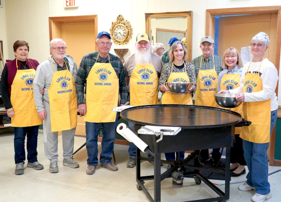 NATOMA LIONS CLUB announced great success following a community pancake supper benefiting the Four County Fire Relief. "We Serve" members include (L-R): Marge Kertz, David Kertz, Gail Griffin, David George, Corinne Masters, Terry Tucker, Laah Tucker, and Beverly Hachmeister. Storyline &amp; Photo Courtesy of Laah Tucker