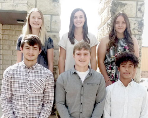 THE CROWNING of the 2020 Homecomng Queen and King will take place on Friday, September 25, at 6:00 p.m. at Tiger Stadium. Royalty candidates are (front row, from left): Jace Hull, Troy Rogers and Markeis Spiller; (back row, from left): Logan Winklepleck, Chloe Plumer and Harley Kester.