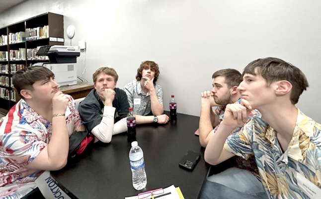 THE STOCKTON HIGH SCHOOL SCHOLARS BOWL TEAM took home fifth place at the Regionals this year. Pictured are The Ponderers: Ryan Mongeau, Deacon Creighton, Holden Burton, Jaxon Dunlap, and Jack Gasper. Crystal Dunlap is their sponsor.