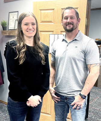 SITTING IN on their first Plainville USD #270 Board of Education meeting on January 12th were newly-elected members Christine Numrich and Jared Ganoung.
