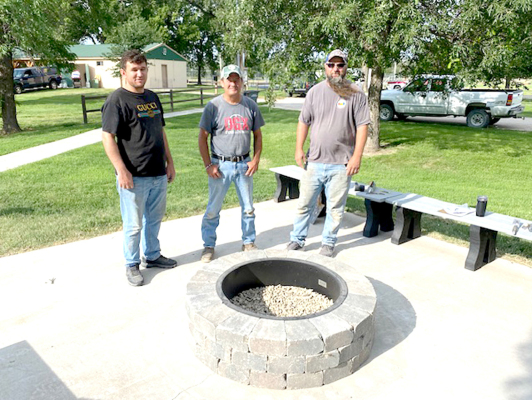 HASMET SHAH, JIM O’GRADY,AND JEZZ RUSH installed the new fire pit at the Stockton City Park on Friday, June 14th, just in time for the summer activities.