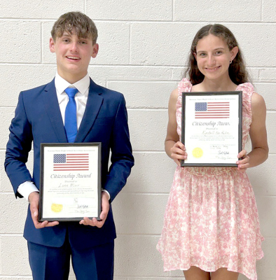 LANE MUIR AND KYNDALL KEE-HAHN were the recipients of the KSHSAA Citizenship awards.