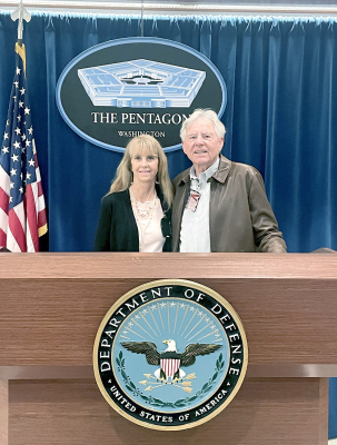 WHILE AT THE UNITED STATES PENTAGON, Vicki and James Berkley had their picture taken as a souvenir of their tour.