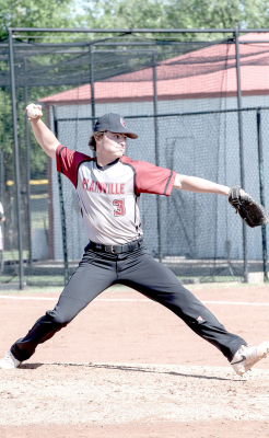 ZAYNE STAHL throws some heat against Ellis on Friday, May 8th, in Plainville.