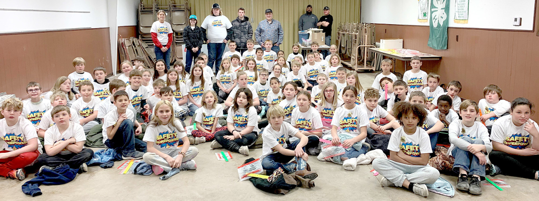 THE THIRD-GRADE AND FOURTH-GRADE STUDENTS from Stockton, Damar, Plainville, and Sacred Heart participated in a Safety Day program at the Rooks County Fairgrounds on Wednesday, March 8th. The Progressive Agriculture Foundation sponsored the event.