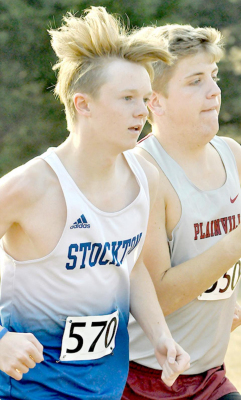 CAMERON LINDSEY and Plainville’s Chayse McCullough get off to a strong start in the MCL XC Meet/Phillipsburg Invitational. Lindsey was 10th (20:09) and McCullough placed fourth (18:58.7).