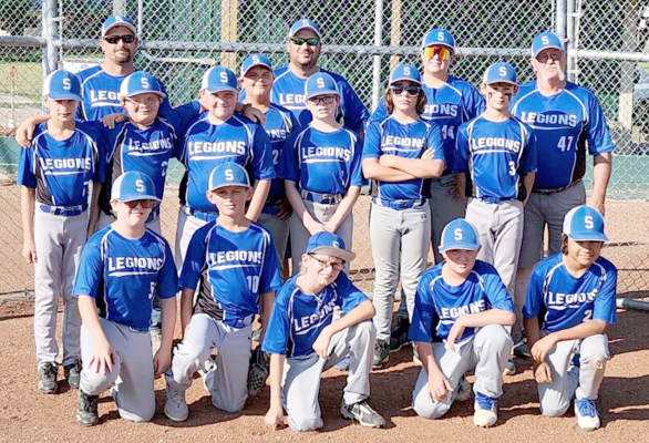THIS SUMMER’S WESTERN KANSAS BASEBALL TEAM members were front row, from left: Brodey Odle, Kyler Hrabe, Jaxen Balthazor, Grayson Mongeau and Jefferson Creighton; middle row, from left: Henry Berkley Carter Martin, Jack Morgan, Judsten Cockrell, Hudson Kriley, Slayde Baxter and Lane Muir; and back row, from left: Coach Heath Muir, Coach Brian Cockrell, Hudson Muir and Coach Roger Hessler.