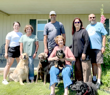 SEVERAL MEMBERS of the Balderston family, Nicole, Kathy, Bill, Deb, and JD, met in Stockton last weekend to celebrate Joan Balderston’s 93rd birthday which was on June 6th. Also helping with the celebration were Wanda, Sage, Buddy and Blue.