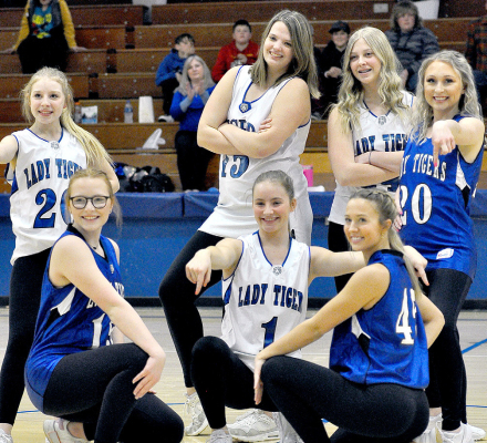 The Striders performed at halftime of the Stockton vs. Oakley boys’ game.
