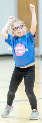 GRACE TOWNE was among the many Mini Striders who danced at halftime of the Stockton vs. Natoma basketball game last Friday.