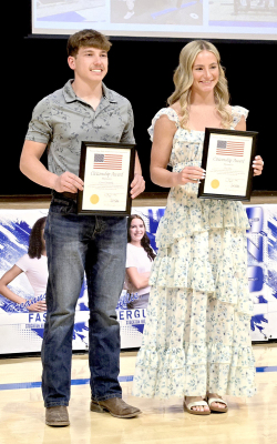 THE KANSAS STATE HIGH SCHOOL ACTIVITIES ASSOCIATION awards one boy and one girl the Citizenship Award every year. These senior students are selected for “excellence as exemplary young citizens who have demonstrated a marked respect for country and a reverence for life.”The 2025 SHS recipients of the KSHSAA Citizenship Awards announced at the SHS Awards Night on Wednesday, May 7th, were Cason Iwanski and Ava Dix.