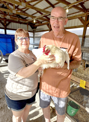 CHRIS AND HENRY SANDER have overseen the chickens, ducks, geese, turkeys, bunnies, and the occasional peacock at the Hrabe Aviary at the Rooks County Free Fair for over ten years. Henry has served as a fair board member for the past 13 years.