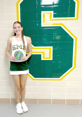 JAYDEN LATHAM, a sophomore at Shawnee Mission South High School, was selected as the September Student-Athlete of the Month. She represents the Raiders as a member of the Pacesetter team and serves as a positive role model for her peers. Jayden is the daughter of Heath and Shannon Latham of Overland Pa,rk and the granddaughter of Sheila Latham and the late Dee Latham of Stockton.