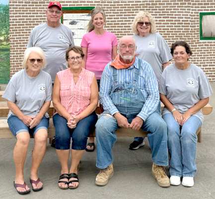 THE CREW OF THE 2024 BULL CITY OPRY CO. in Alton included, front row, from left: Jeanne Becker, Props and Makeup; Shelley Roach, Makeup; Rex Johnston, Background Supervisor; and Sheri Beisner, Background Artist. Back row, from left: Eldon Hartzler, Lighting; Sherese Thomas, Videographer; and Jo Peterson, Writer and Director. All of these members of the crew have served in their jobs for many years.