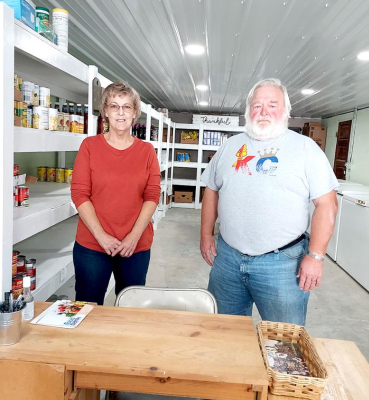 THE STOCKTON FOOD PANTRY is now open at its new location at 602 Main Street. Pictured in the new facility are secretary/treasurer Patty Jackson and vice president Mike Rogers.